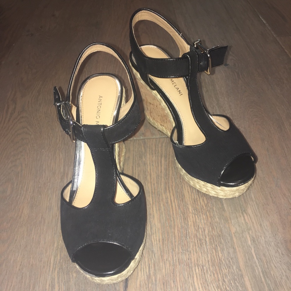 Antonio Melani Black Cork Wedges!